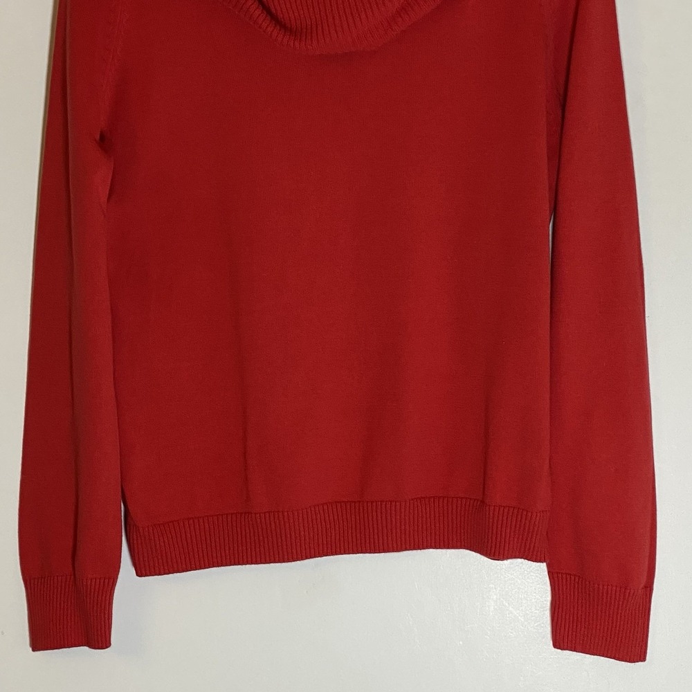 Jeanne Pierre Sweater Womens Medium Red Cowl Neck Classic Preppy Christmas Style - Picture 3 of 15